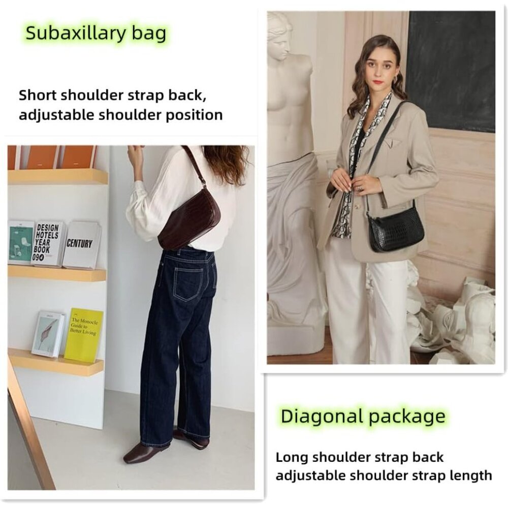 Chic Adjustable Crocodile Pattern Clutch - Small … - image 2